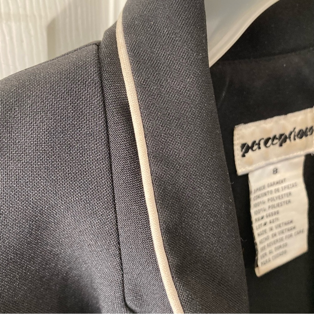 Perceptions Blazer Suit Jacket Size 8 Black White - image 4